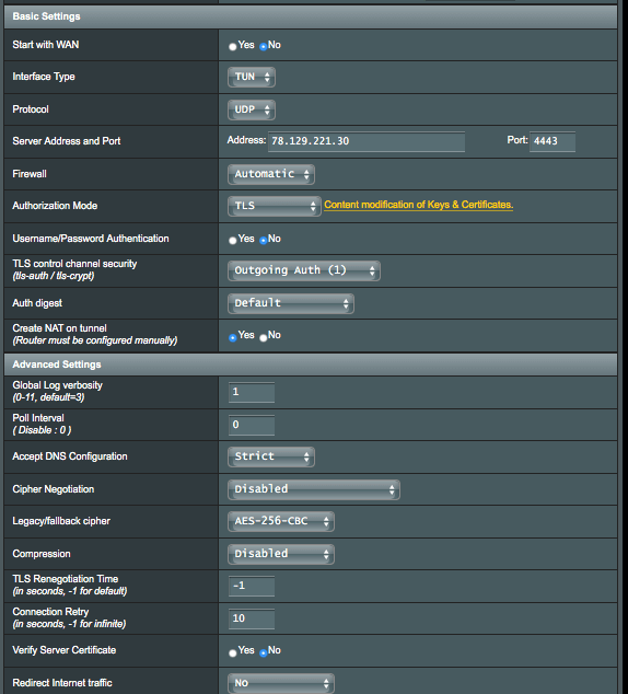 configure asuswrt merlin openvpn clients
